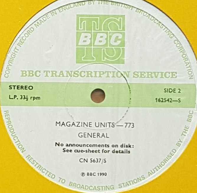 CN 5637 S Magazine units - 773 Various from the BBC records and Tapes library Label